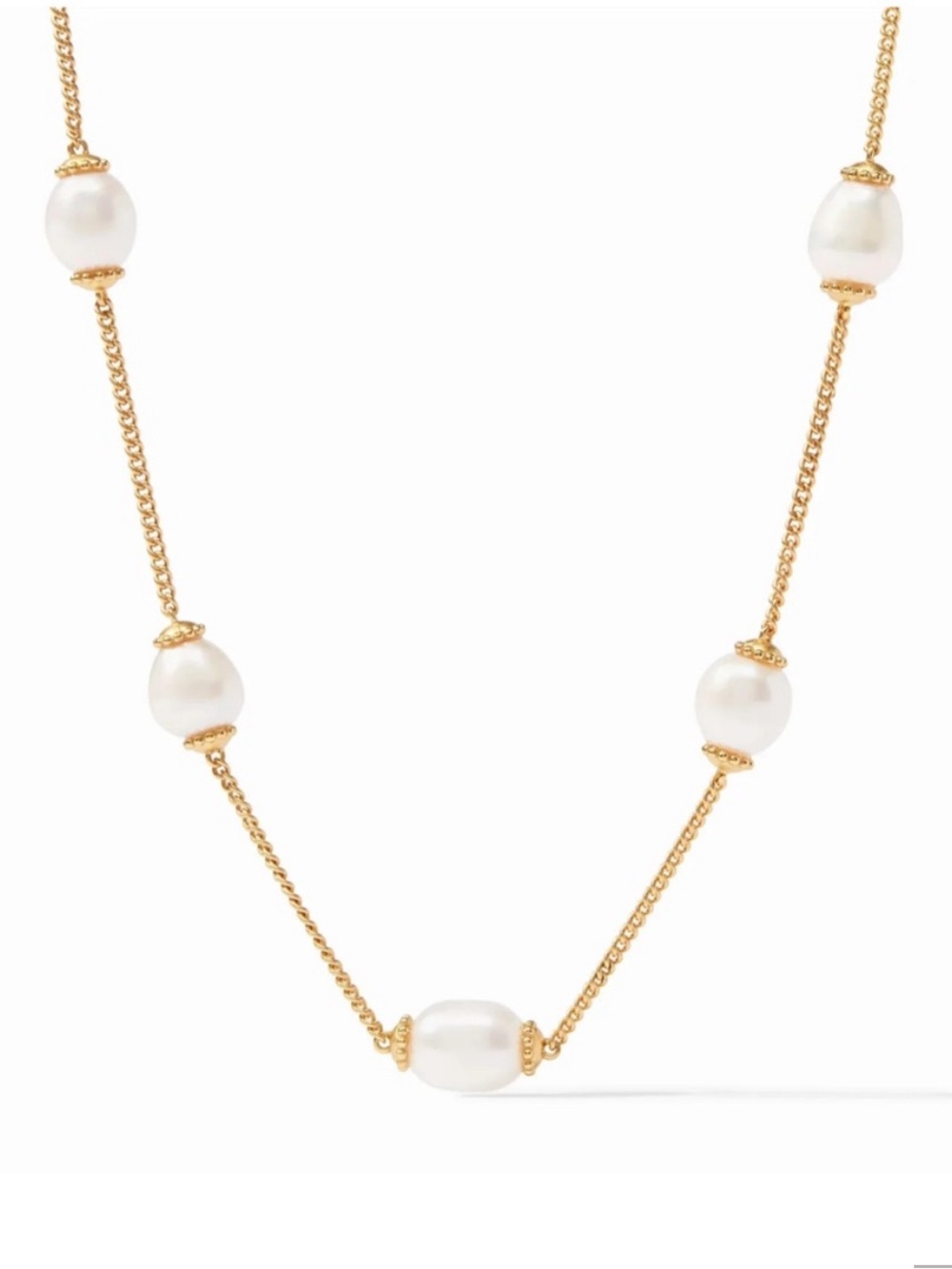 Julie Vos • Gold and White Pearl Station Necklace